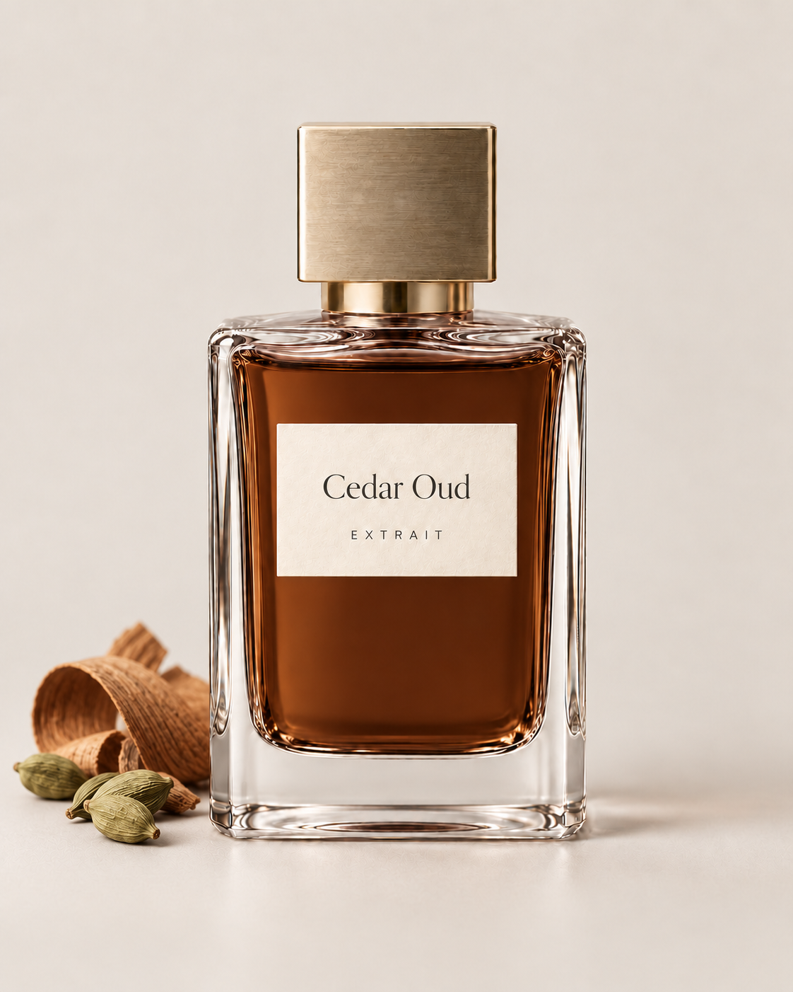 Cedar Oud extrait perfume bottle
